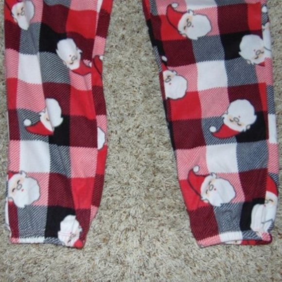 Womens Christmas Pajamas Medium Santa Coming Soon Red Plaid Top & Fleece Pants - Picture 8 of 8